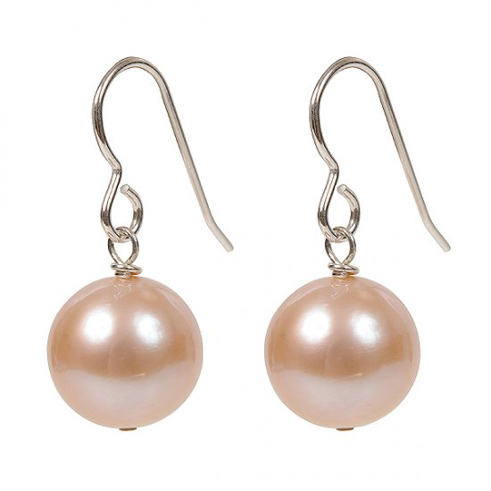 Natural colour pink pearl drop earrings - Click Image to Close