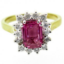Beautiful Pink Sapphire Engagement ring with Round Diamonds