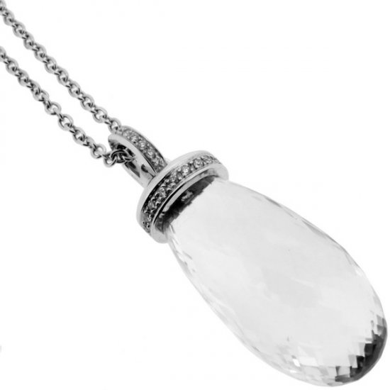 Clear quartz and Diamond Pendant - Click Image to Close