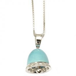 An 18k Turquoise and diamond Bell Pendant and chain (750).