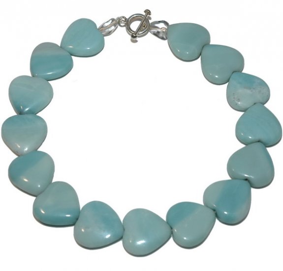 Amazonite and Rock Crystal necklace with heart amazonites - Click Image to Close