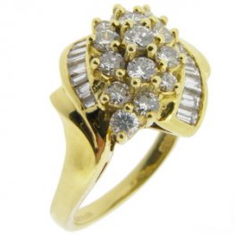 Yellow Gold Fancy Diamond Cluster Ring - 18ct