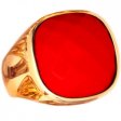 A Designer 18ct Yellow Gold Coral Cocktail Ring.