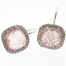 18K cluster earrings set with Rose Quartz and Diamonds 18K cluster earrings set with Rose Quartz and Diamonds