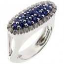 A Contemporary Blue Sapphire and Diamond cluster ring. A Contemporary Blue Sapphire and Diamond cluster ring.