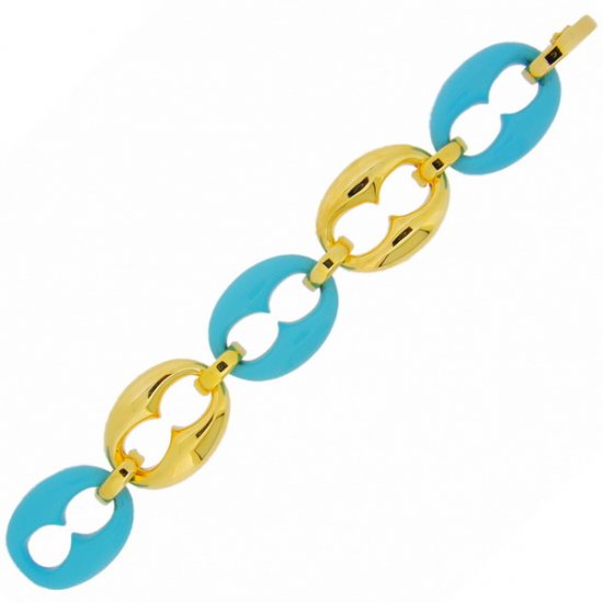 Turquoise and Gold Bracelet - Click Image to Close