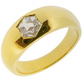 Rose Cut Diamond Gypsy Style Ring - 18ct Yellow Gold.