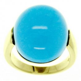 A Large Contemporary Turquoise Dress Ring.