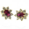Oval Ruby and Diamond Earrings. 18ct Yellow Gold.