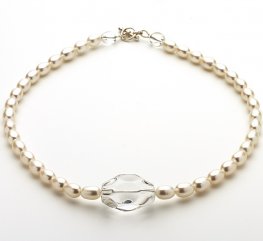 Fresh water Pearl and Clear Quartz Necklace