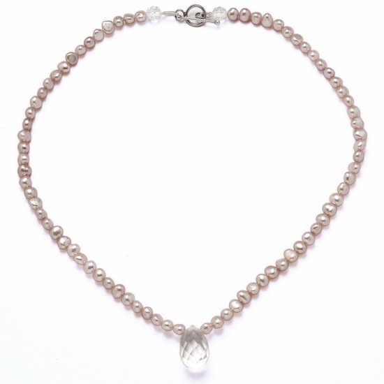Pink Pearl and Clear Quartz Necklace