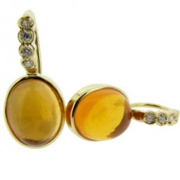 Stunning pair of Diamond Fire Opal earrings.