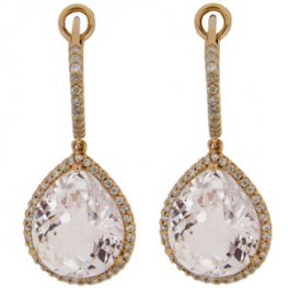 18ct Gold Pendant Earrings with Pear Shape Topaz and Diamonds