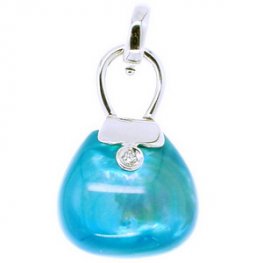 A Shimmering 18k Blue Mother of Pearl Diamond Handbag