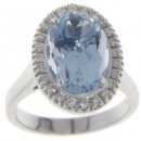 18K Oval Diamond & Aquamarine Cluster Ring. 18K Oval Diamond & Aquamarine Cluster Ring.