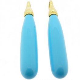 18 carat Yellow Gold and Turquoise Pendant Earrings.
