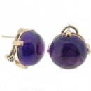 18ct Yellow Gold Cabochon Amethyst Single Stone Earrings 18ct Yellow Gold Cabochon Amethyst Single Stone Earrings