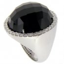 A Briolette Onyx and Diamond Cocktail Ring. 18K. A Briolette Onyx and Diamond Cocktail Ring. 18K.