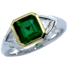 Contemporary Diamond and Emerald Dress Ring.