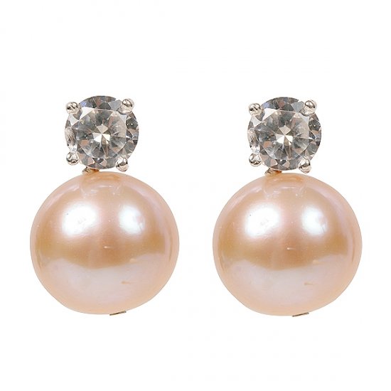 Natural colour pink pearl earrings - Click Image to Close