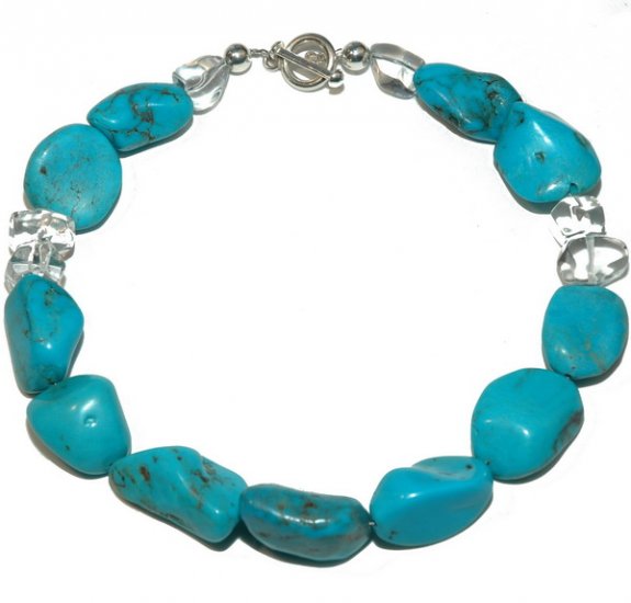 Turquoise and Rock Crystal necklace - Click Image to Close