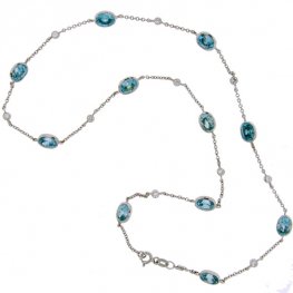 Blue Zircon and Diamond necklace