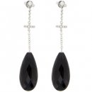 18ct White Gold Onyx and Diamond Pendant Earrings. 18ct White Gold Onyx and Diamond Pendant Earrings.