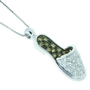 Fancy Coloured Diamond Slipper Pendant. 18ct Gold. - Click Image to Close