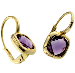 18ct Amethyst Briolette Earrings - Rose Gold - Click Image to Close