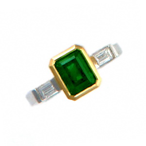 Emerald-Cut Emerald Single Stone with Baguette Diamond shoulders - Click Image to Close