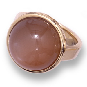 An 18ct Gold Contemporary Orange Moonstone Ring - Click Image to Close
