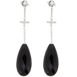 18ct White Gold Onyx and Diamond Pendant Earrings. - Click Image to Close