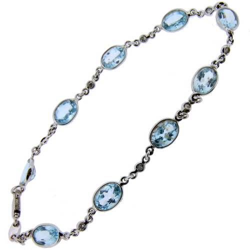 Blue Topaz and diamond bracelet - Click Image to Close