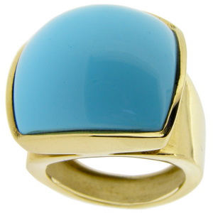 A Bold Turquoise cocktail ring. Yellow Gold. 18 carat. Eva Nueva - Click Image to Close