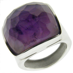 18ct yellow gold ring with Amethyst - Click Image to Close