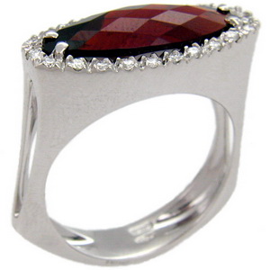 Marquise Garnet and Diamond ring