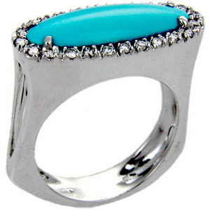 Turquoise and Diamond ring - Click Image to Close