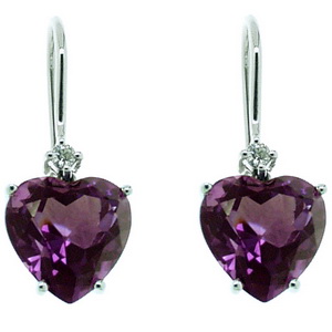 An Exceptional Pair of Amethyst & Diamond Earrings. 18ct - 750 - Click Image to Close
