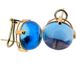 18ct Yellow Gold Blue Topaz Earrings. - Click Image to Close