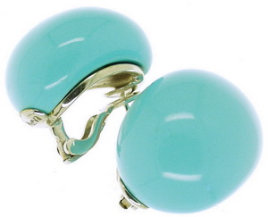 A White Gold pair of Turquoise "Babol" Ear Rings. Eva Nueva. - Click Image to Close
