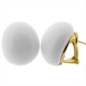 18k Designer White Opal \'Babol\' Earrings. (750) White Gold.