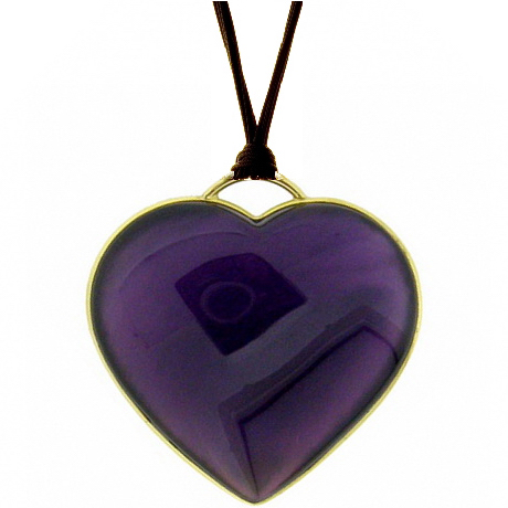 Amethyst Heart pendant in gold and ebony - Click Image to Close