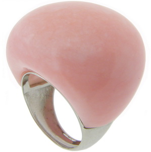 Pink Opal and 18ct White Gold 'Alma' Ring - Click Image to Close