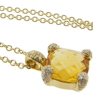 A 18k Yellow Gold Citrine and Brilliant Cut Diamond Pendant. - Click Image to Close