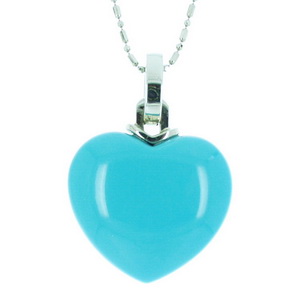 A stylish white gold Turquoise Heart Pendant - 18ct gold Chain. - Click Image to Close
