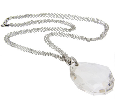 Contemporary diamond and clear faceted quartz pendant. - Click Image to Close