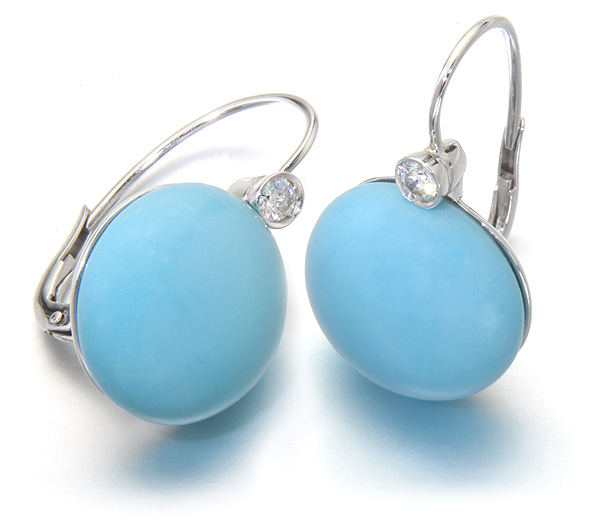 Turquoise Earrings.18k white gold - Click Image to Close
