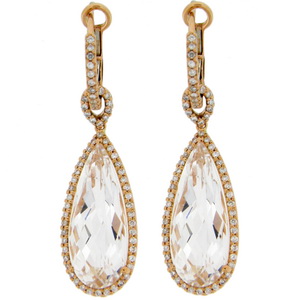 Rose Gold Topaz and Diamond Drop Earrings. 18CT - 750 - Click Image to Close
