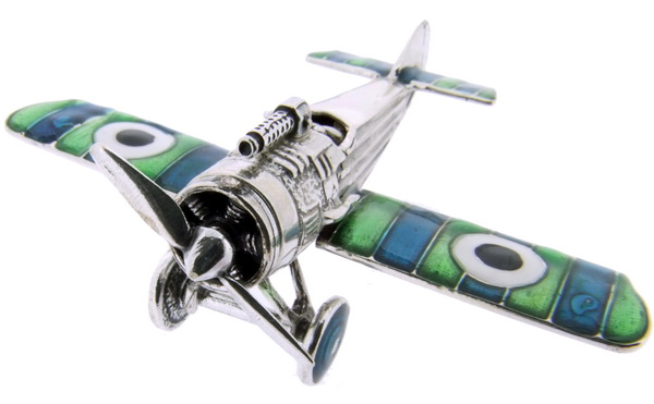 Italian silver enamel monoplane - Click Image to Close