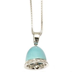 An 18k Turquoise and diamond Bell Pendant and chain (750). - Click Image to Close